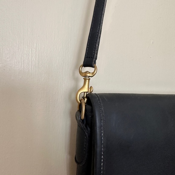 Vintage Black Leather Coach Penny Crossbody Purse - Picture 9 of 15